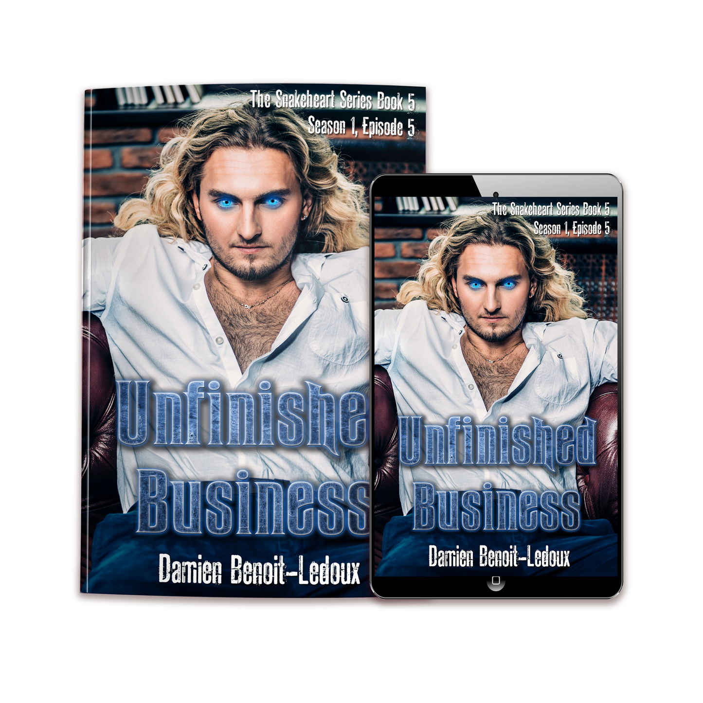 Unfinished Business by Damien Benoit-Ledoux, adult supernatural thriller, shown in ebook and paperback editions