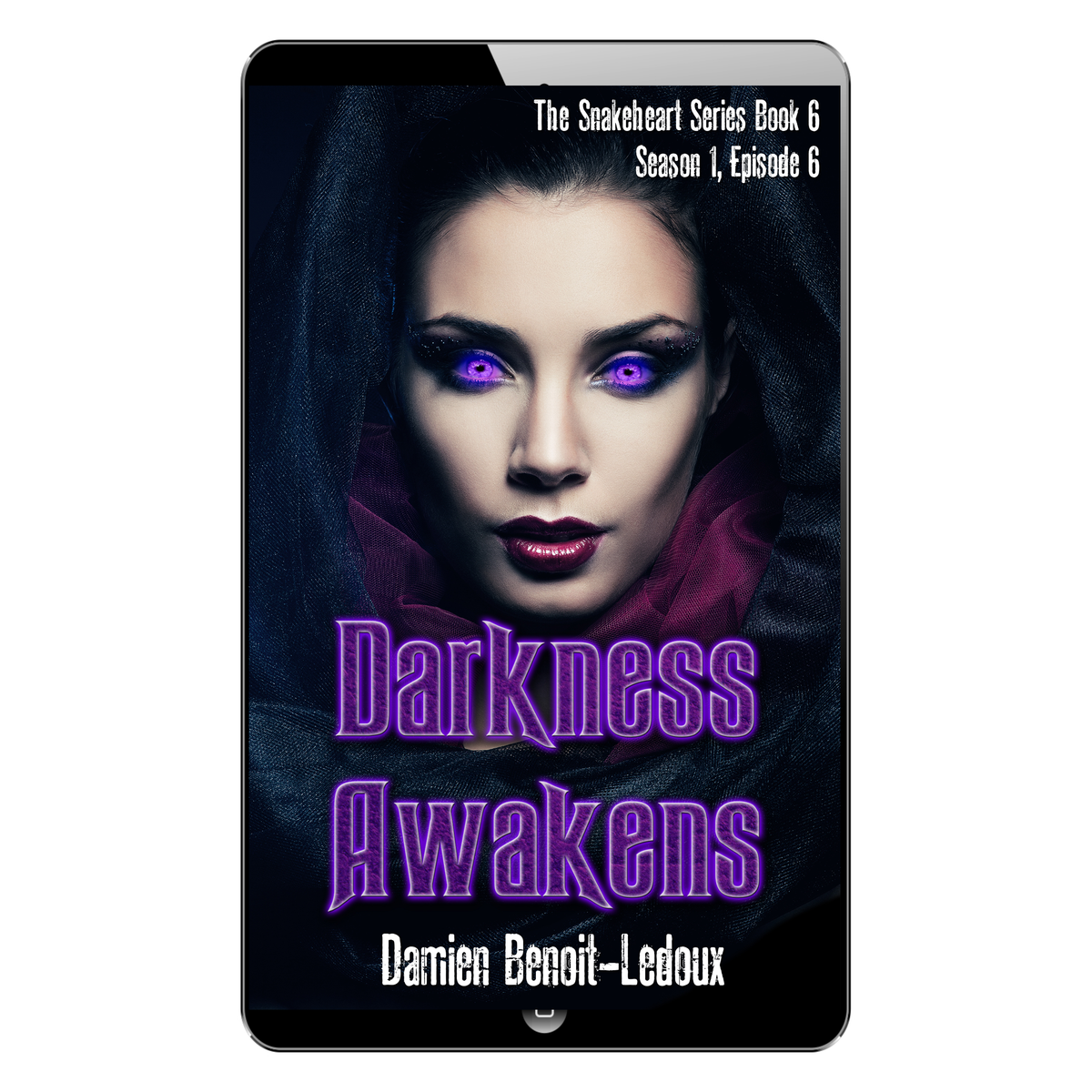 Darkness Awakens book cover, adult supernatural thriller by Damien Benoit-Ledoux
